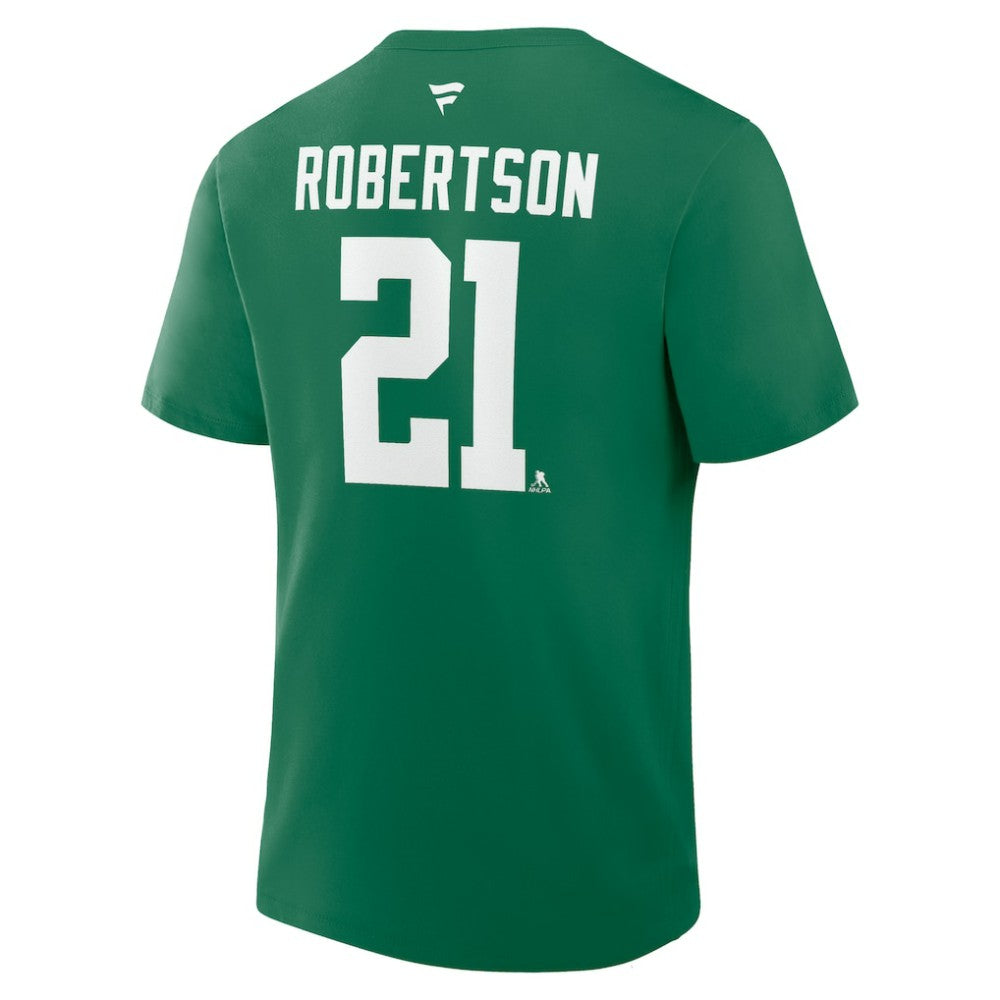 NHL Kelly Green Jason Robertson Dallas Stars Fanatics Authentic Stack Name & Number T-Shirt