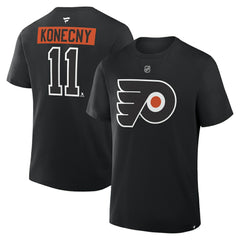 NHL Black Travis Konecny Philadelphia Flyers Fanatics Authentic Stack Name & Number T-Shirt