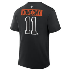 NHL Black Travis Konecny Philadelphia Flyers Fanatics Authentic Stack Name & Number T-Shirt