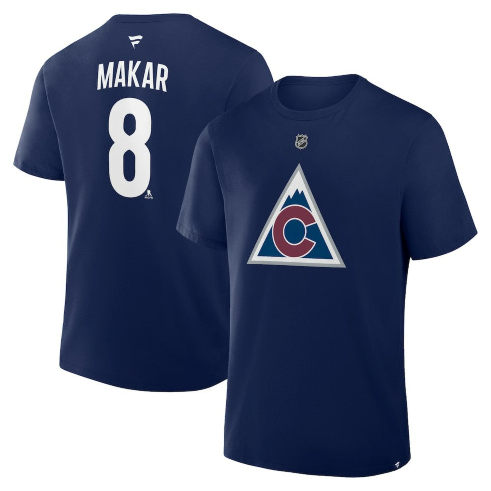 NHL Navy Cale Makar Colorado Avalanche Fanatics Authentic Stack Name & Number T-Shirt