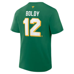 NHL Kelly Green Matthew Boldy Minnesota Wild Fanatics Authentic Stack Name & Number T-Shirt