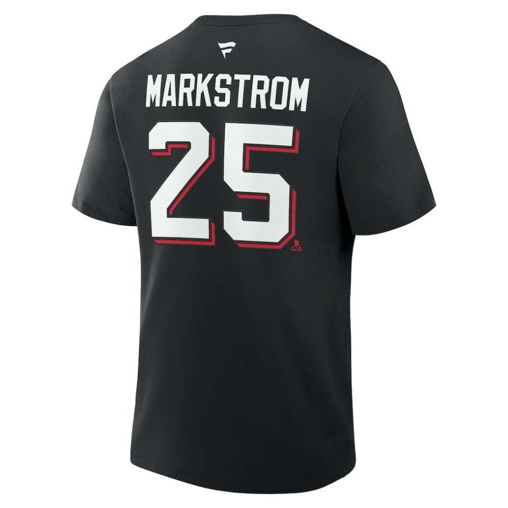 NHL Black Jacob Markstrom New Jersey Devils Fanatics Authentic Stack Name & Number T-Shirt