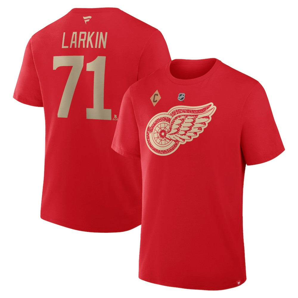 NHL Red Dylan Larkin Detroit Red Wings Fanatics Authentic Stack Name & Number T-Shirt