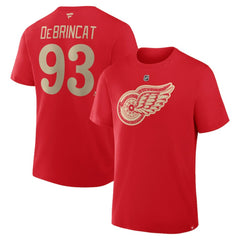 NHL Red Alex DeBrincat Detroit Red Wings Fanatics Authentic Stack Name & Number T-Shirt