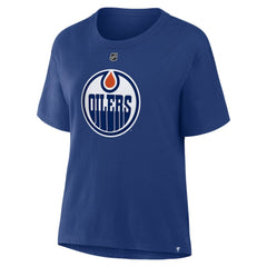 NHL Royal Leon Draisaitl Edmonton Oilers Fanatics Women's Authentic Stack Name & Number T-Shirt