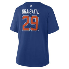 NHL Royal Leon Draisaitl Edmonton Oilers Fanatics Women's Authentic Stack Name & Number T-Shirt