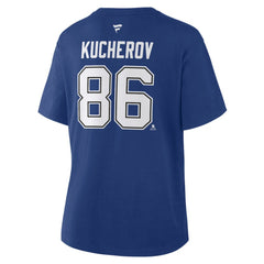 NHL Blue Nikita Kucherov Tampa Bay Lightning Fanatics Women's Authentic Stack Name & Number T-Shirt