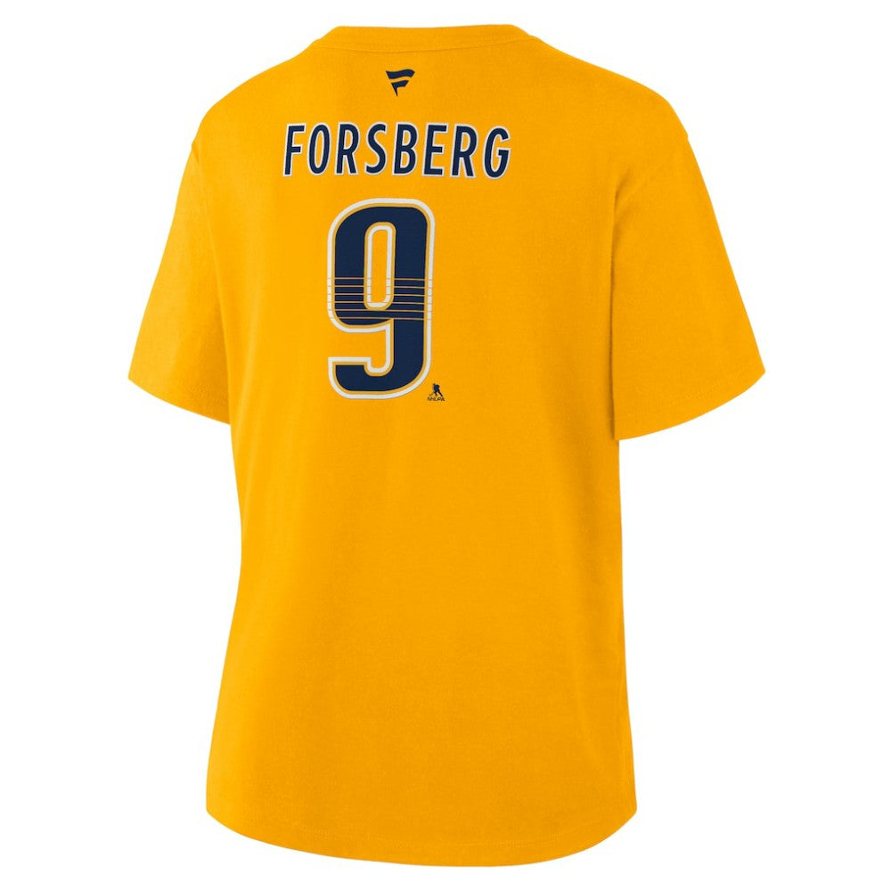 NHL Gold Filip Forsberg Nashville Predators Fanatics Women's Authentic Stack Name & Number T-Shirt