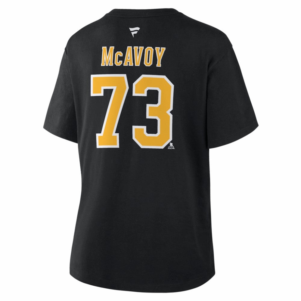 NHL Black Charlie McAvoy Boston Bruins Fanatics Women's Authentic Stack Name & Number T-Shirt