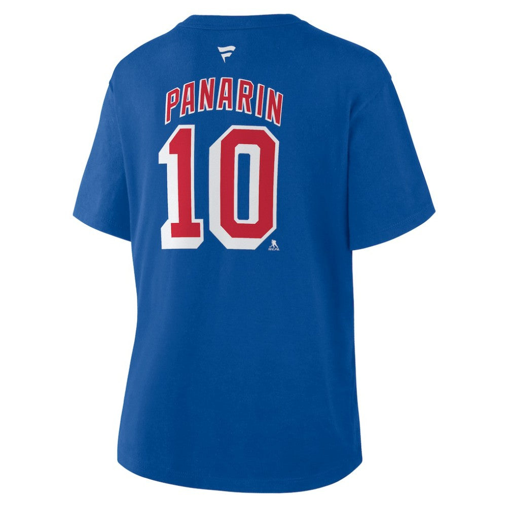 NHL Blue Artemi Panarin New York Rangers Fanatics Women's Authentic Stack Name & Number T-Shirt
