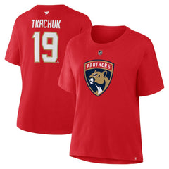 NHL Red Matthew Tkachuk Florida Panthers Fanatics Women's Authentic Stack Name & Number T-Shirt