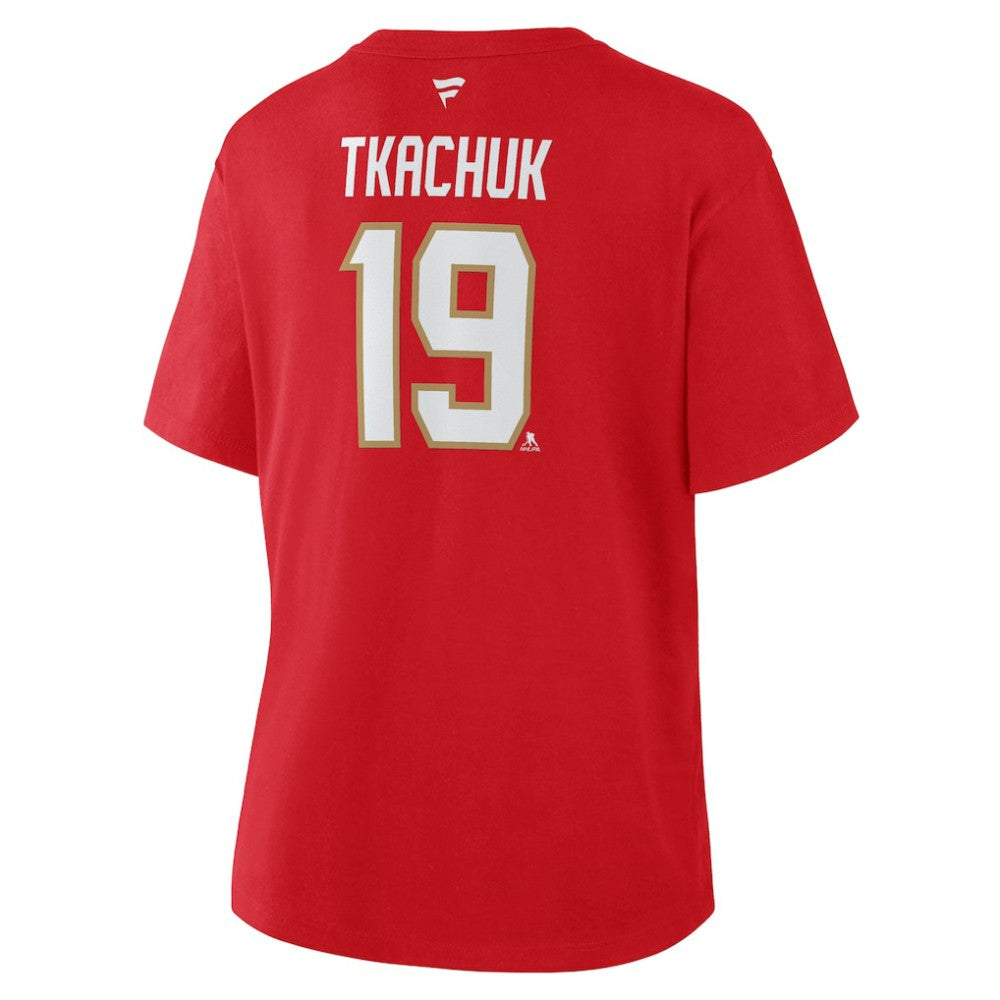 NHL Red Matthew Tkachuk Florida Panthers Fanatics Women's Authentic Stack Name & Number T-Shirt