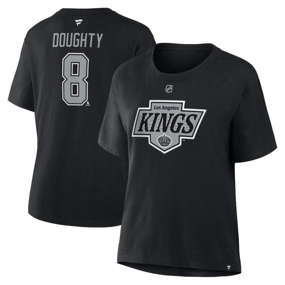 NHL Black Drew Doughty Los Angeles Kings Fanatics Women's Authentic Stack Name & Number T-Shirt