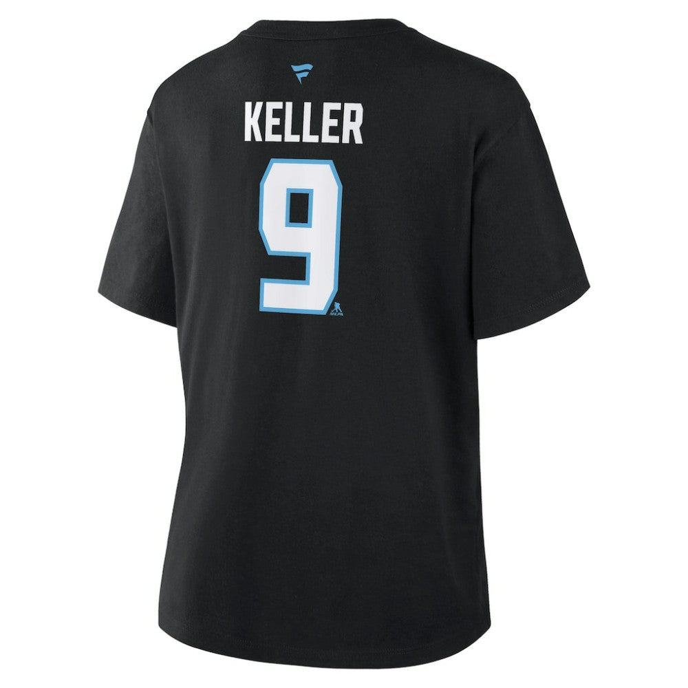 NHL Black Clayton Keller Utah Mammoth Fanatics Women's Authentic Stack Name & Number T-Shirt