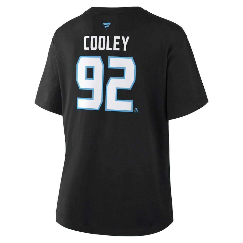 NHL Black Logan Cooley Utah Mammoth Fanatics Women's Authentic Stack Name & Number T-Shirt