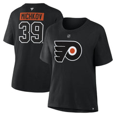 NHL Black Matvei Michkov Philadelphia Flyers Fanatics Women's Authentic Stack Name & Number T-Shirt