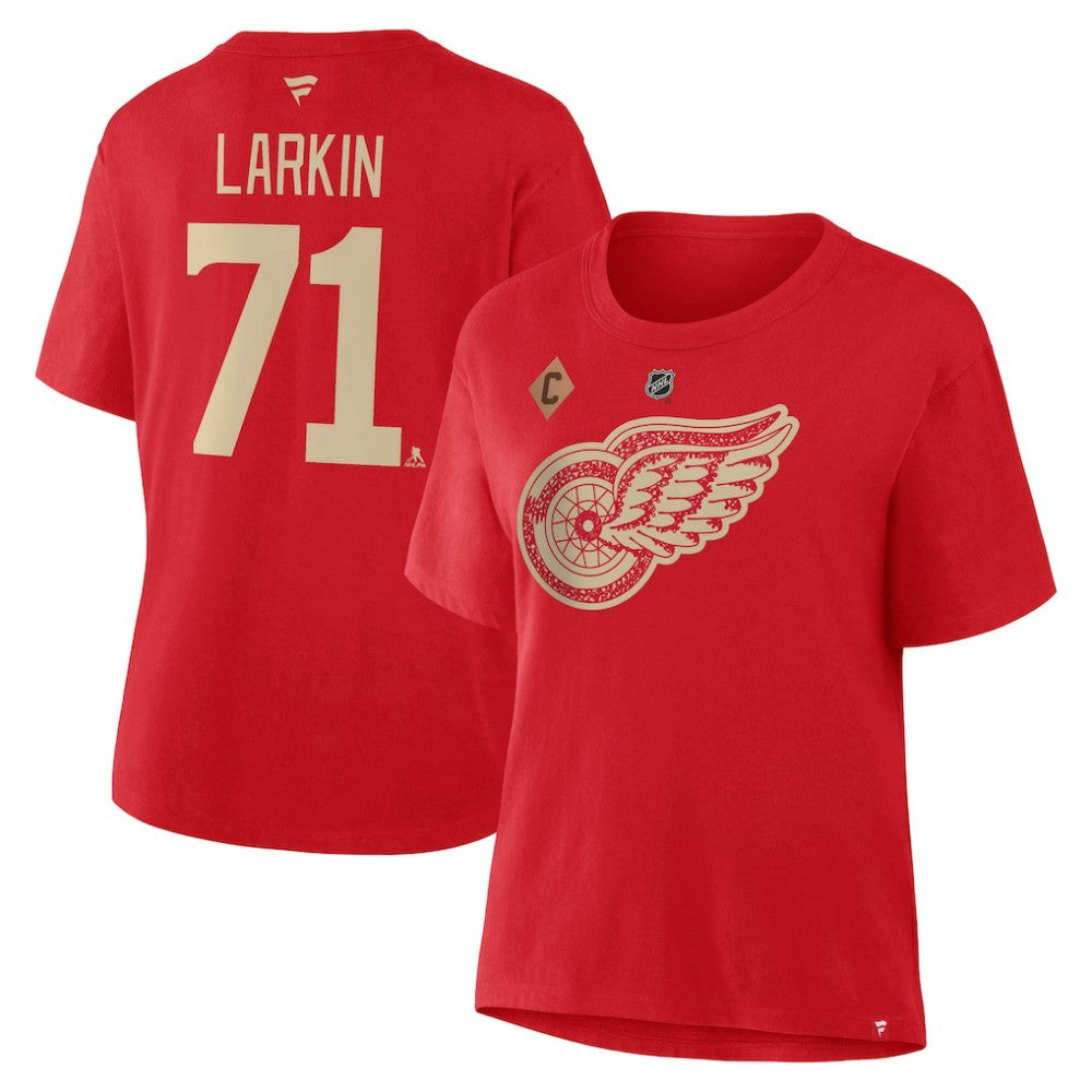 NHL Red Dylan Larkin Detroit Red Wings Fanatics Women's Authentic Stack Name & Number T-Shirt