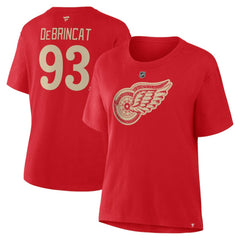 NHL Red Alex DeBrincat Detroit Red Wings Fanatics Women's Authentic Stack Name & Number T-Shirt