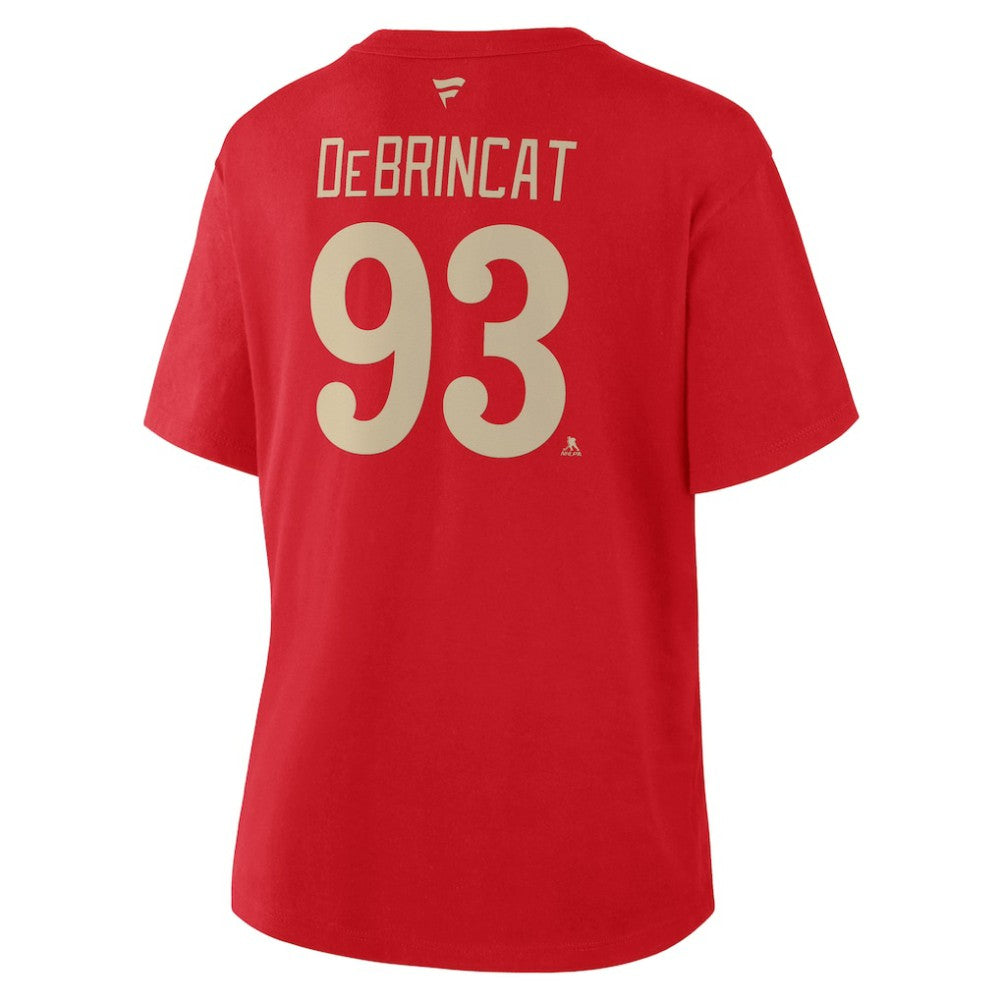 NHL Red Alex DeBrincat Detroit Red Wings Fanatics Women's Authentic Stack Name & Number T-Shirt
