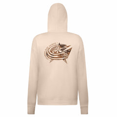 NHL Khaki Columbus Blue Jackets Levelwear Women's Desert Camo Adorn Battalion Pullover Hoodie