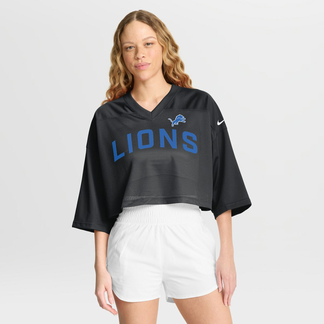 Women's Primetime Cropped Mesh Dri-FIT Fashion Jersey - Detroit Lions
