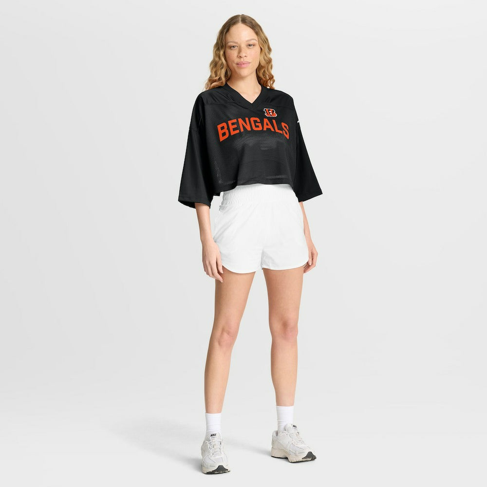 Women's Primetime Cropped Mesh Dri-FIT Fashion Jersey - Cincinnati Bengals