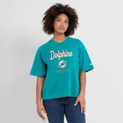 Women's Essential Script Relaxed Boxy T-Shirt - Miami Dolphins