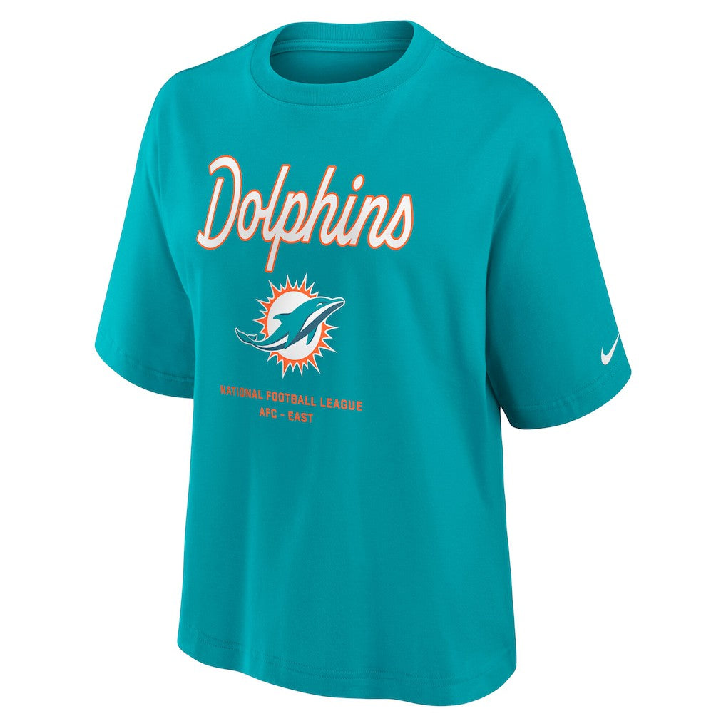 Women's Essential Script Relaxed Boxy T-Shirt - Miami Dolphins