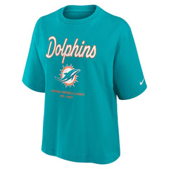 Women's Essential Script Relaxed Boxy T-Shirt - Miami Dolphins