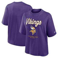 Women's Essential Script Relaxed Boxy T-Shirt - Minnesota Vikings