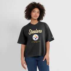 Women's Essential Script Relaxed Boxy T-Shirt - Pittsburgh Steelers