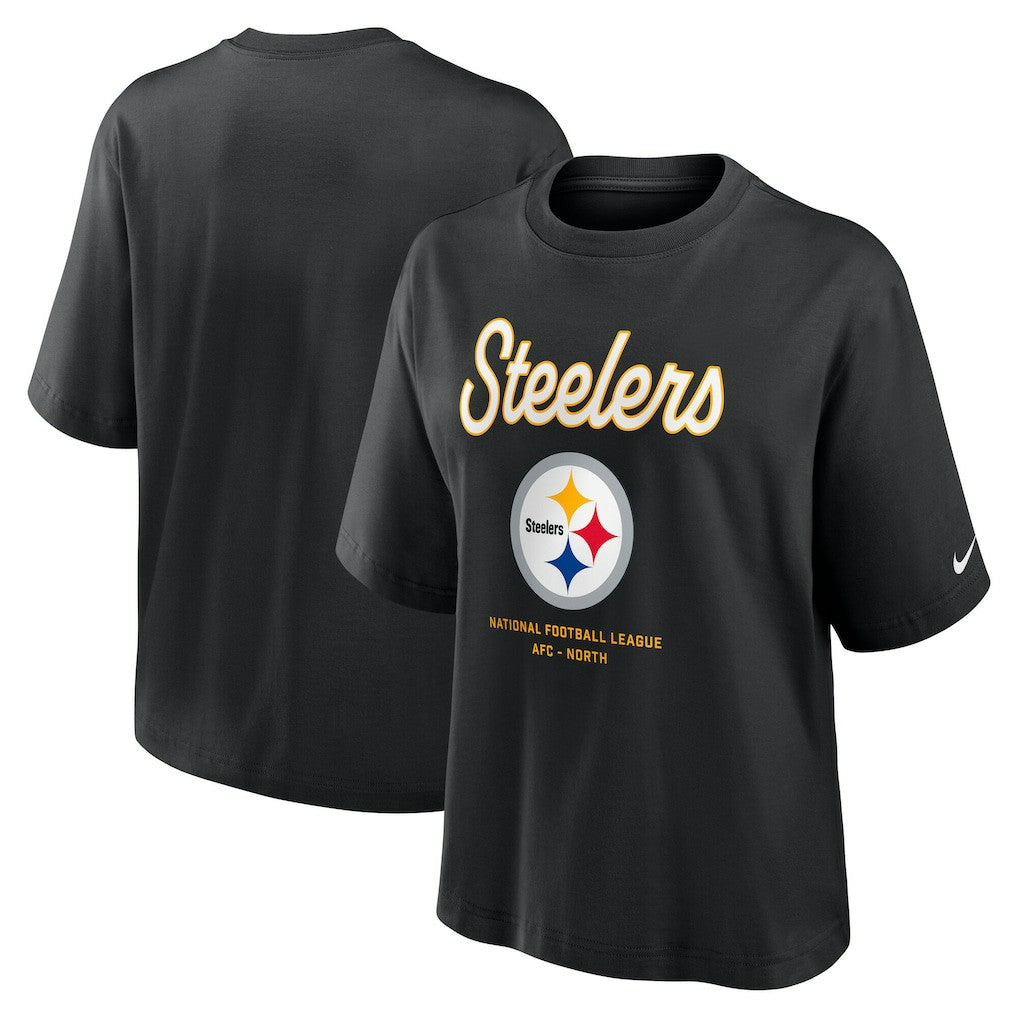 Women's Essential Script Relaxed Boxy T-Shirt - Pittsburgh Steelers