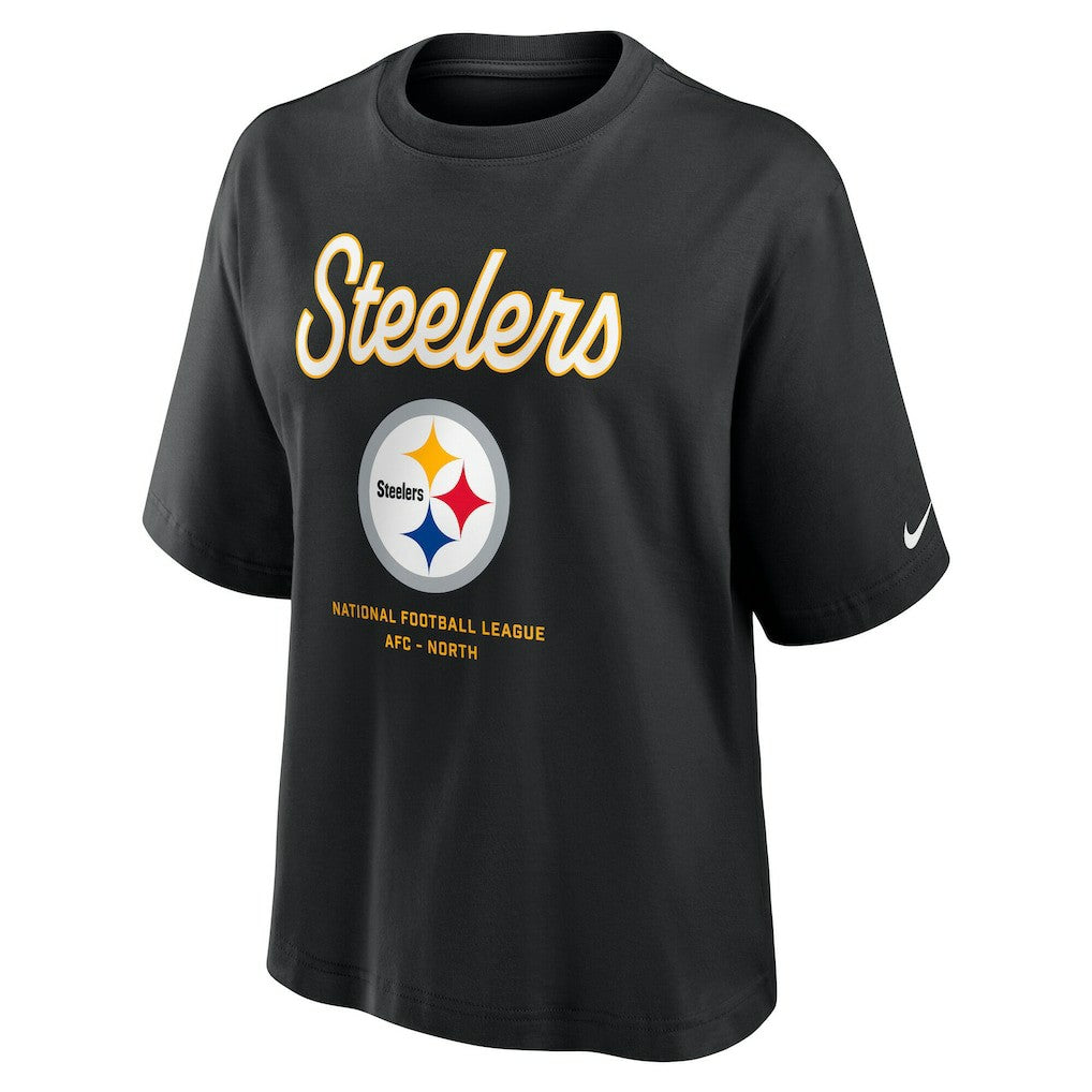 Women's Essential Script Relaxed Boxy T-Shirt - Pittsburgh Steelers