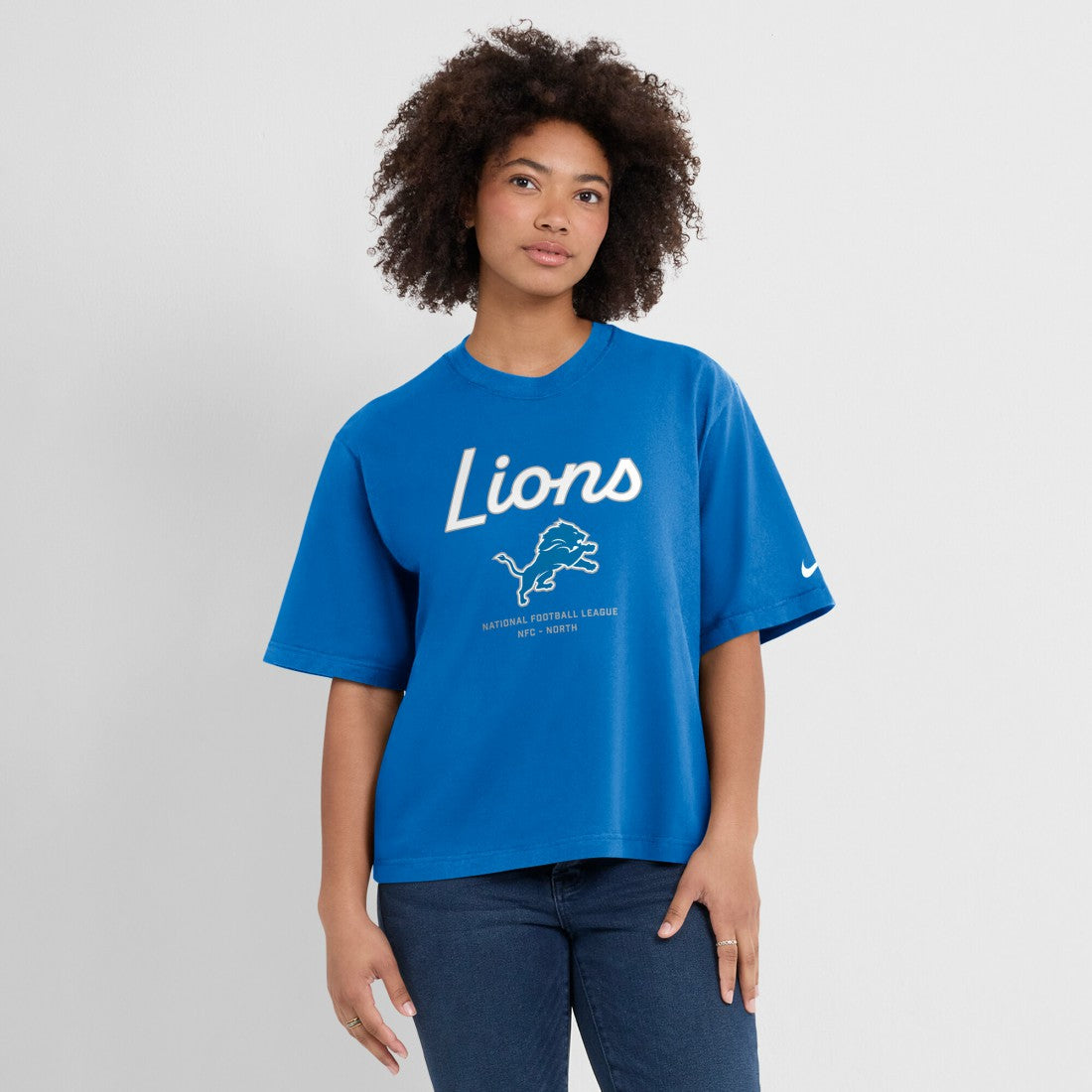 Women's Essential Script Relaxed Boxy T-Shirt - Detroit Lions