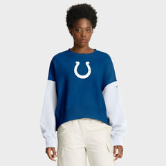 Women's Oversized Color-Block Pullover Sweatshirt - Indianapolis Colts