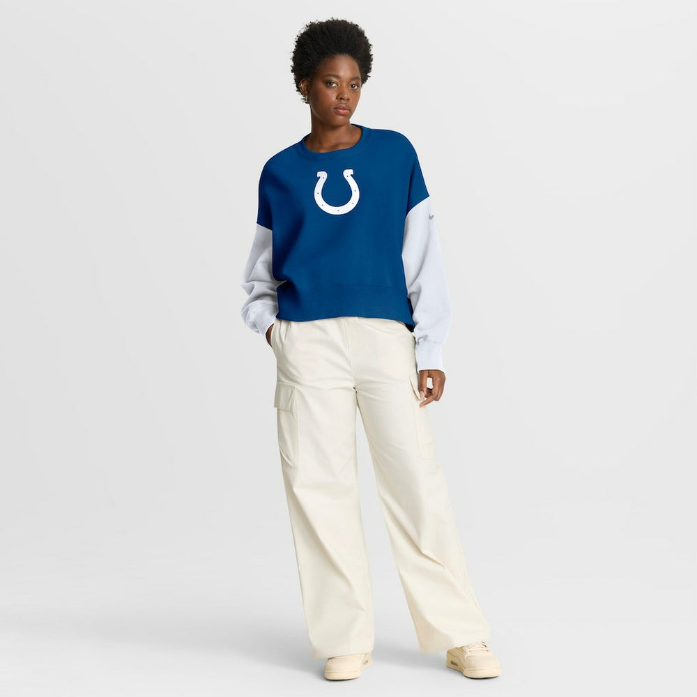 Women's Oversized Color-Block Pullover Sweatshirt - Indianapolis Colts