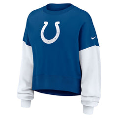 Women's Oversized Color-Block Pullover Sweatshirt - Indianapolis Colts