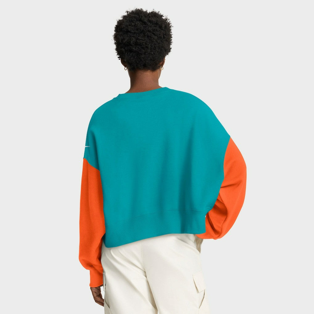 Women's Oversized Color-Block Pullover Sweatshirt - Miami Dolphins