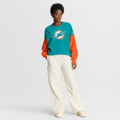 Women's Oversized Color-Block Pullover Sweatshirt - Miami Dolphins