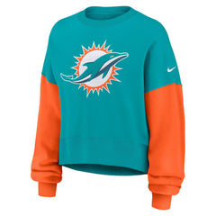 Women's Oversized Color-Block Pullover Sweatshirt - Miami Dolphins