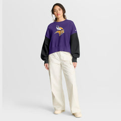 Women's Oversized Color-Block Pullover Sweatshirt - Minnesota Vikings