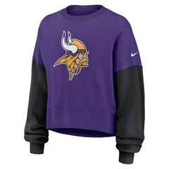 Women's Oversized Color-Block Pullover Sweatshirt - Minnesota Vikings