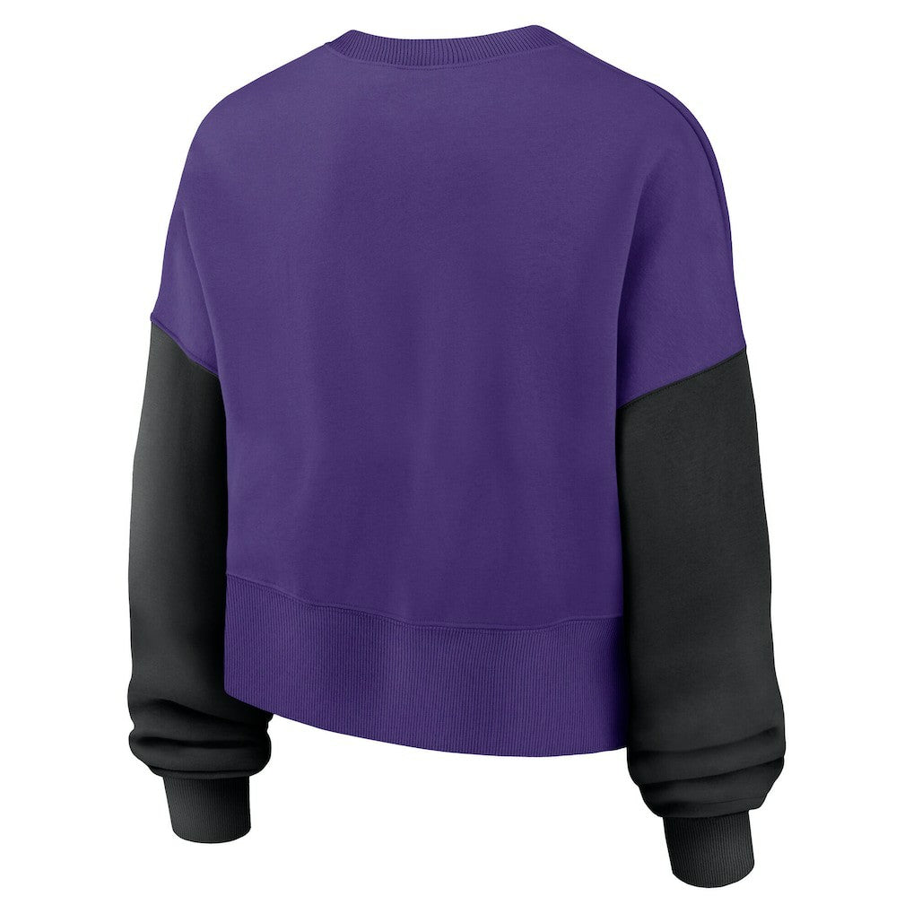 Women's Oversized Color-Block Pullover Sweatshirt - Minnesota Vikings