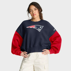 Women's Oversized Color-Block Pullover Sweatshirt - New England Patriots