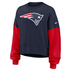 Women's Oversized Color-Block Pullover Sweatshirt - New England Patriots