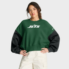 Women's Oversized Color-Block Pullover Sweatshirt - New York Jets