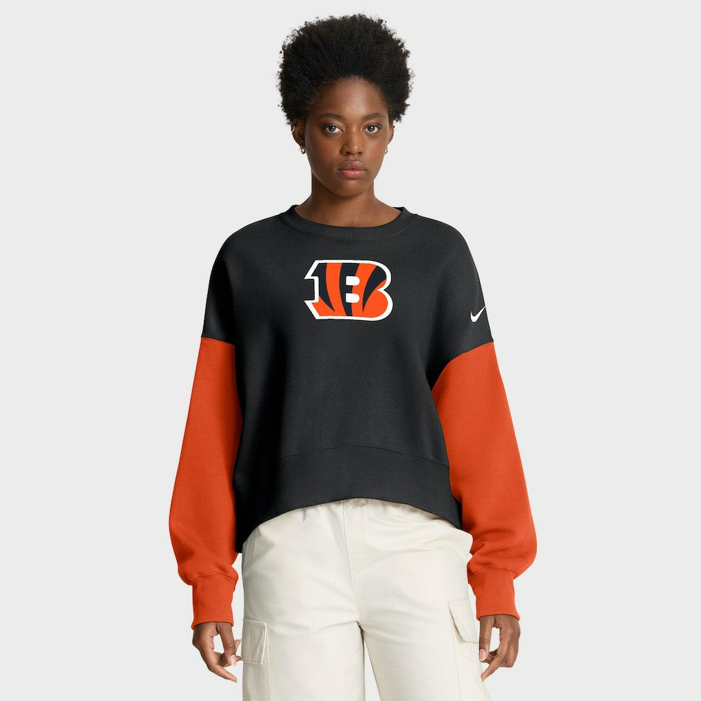 Women's Oversized Color-Block Pullover Sweatshirt - Cincinnati Bengals