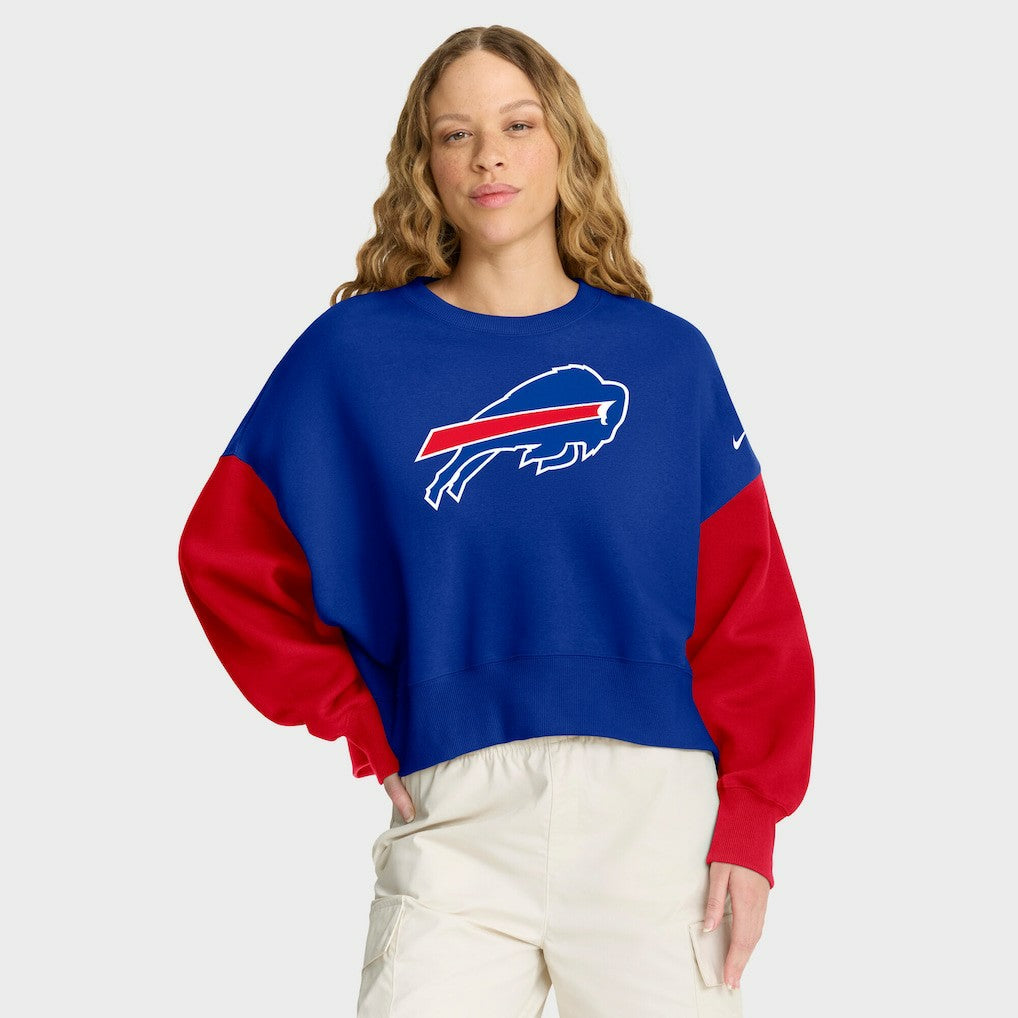 Women's Oversized Color-Block Pullover Sweatshirt - Buffalo Bills