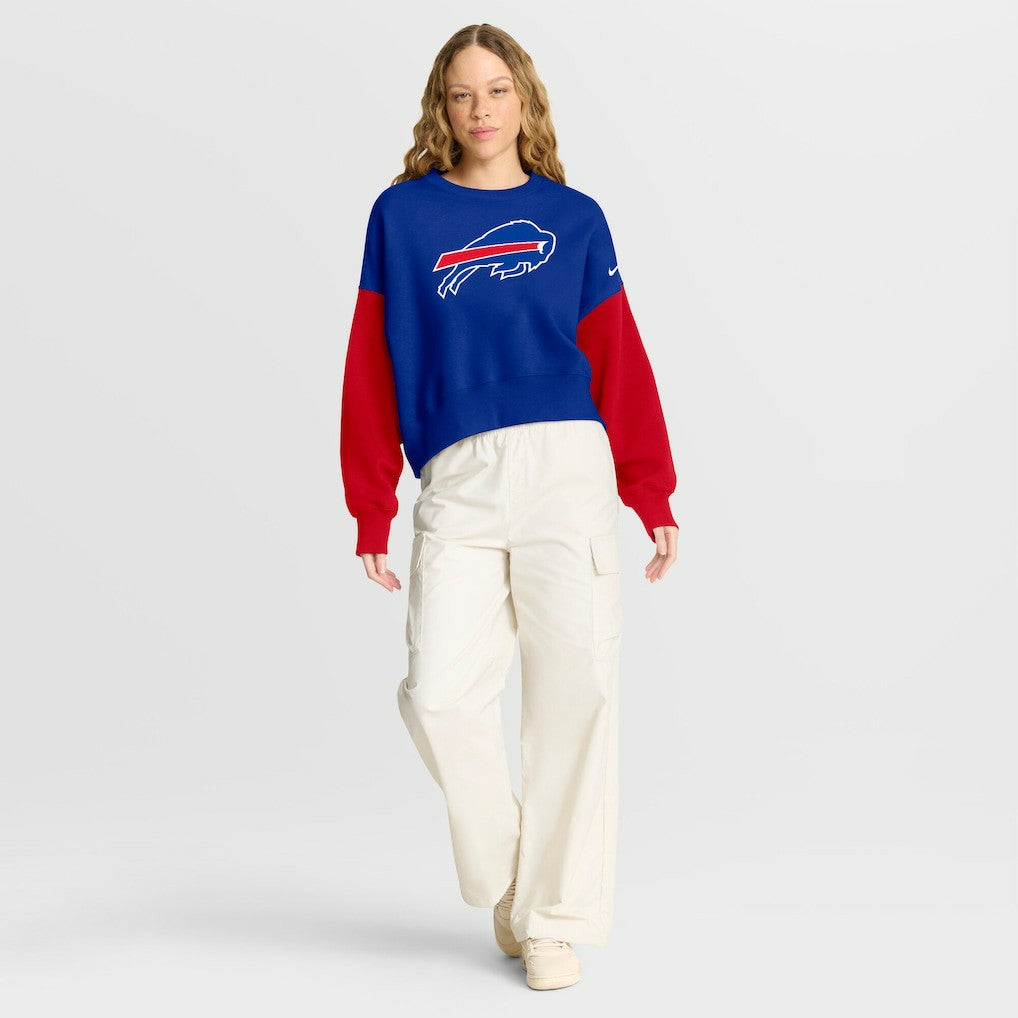 Women's Oversized Color-Block Pullover Sweatshirt - Buffalo Bills