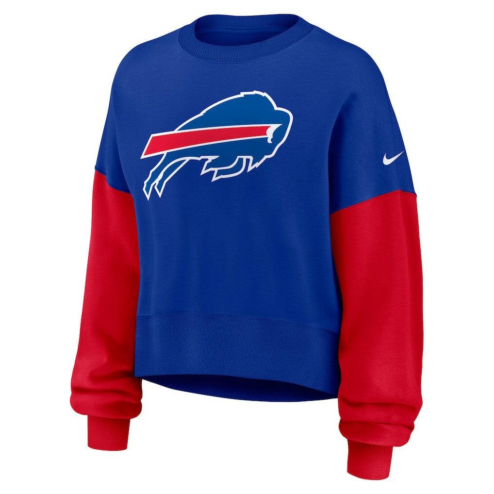 Women's Oversized Color-Block Pullover Sweatshirt - Buffalo Bills